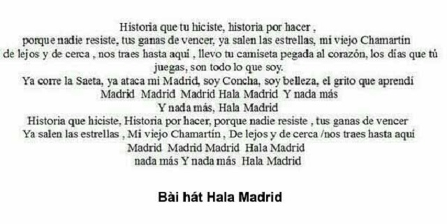 loi bai hat hala madrid