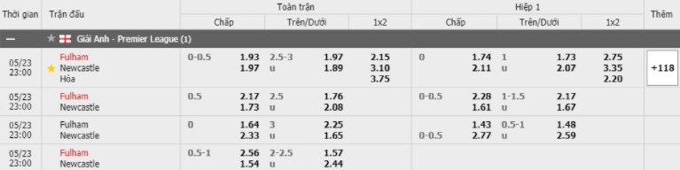 Soi kèo Fulham vs Newcastle